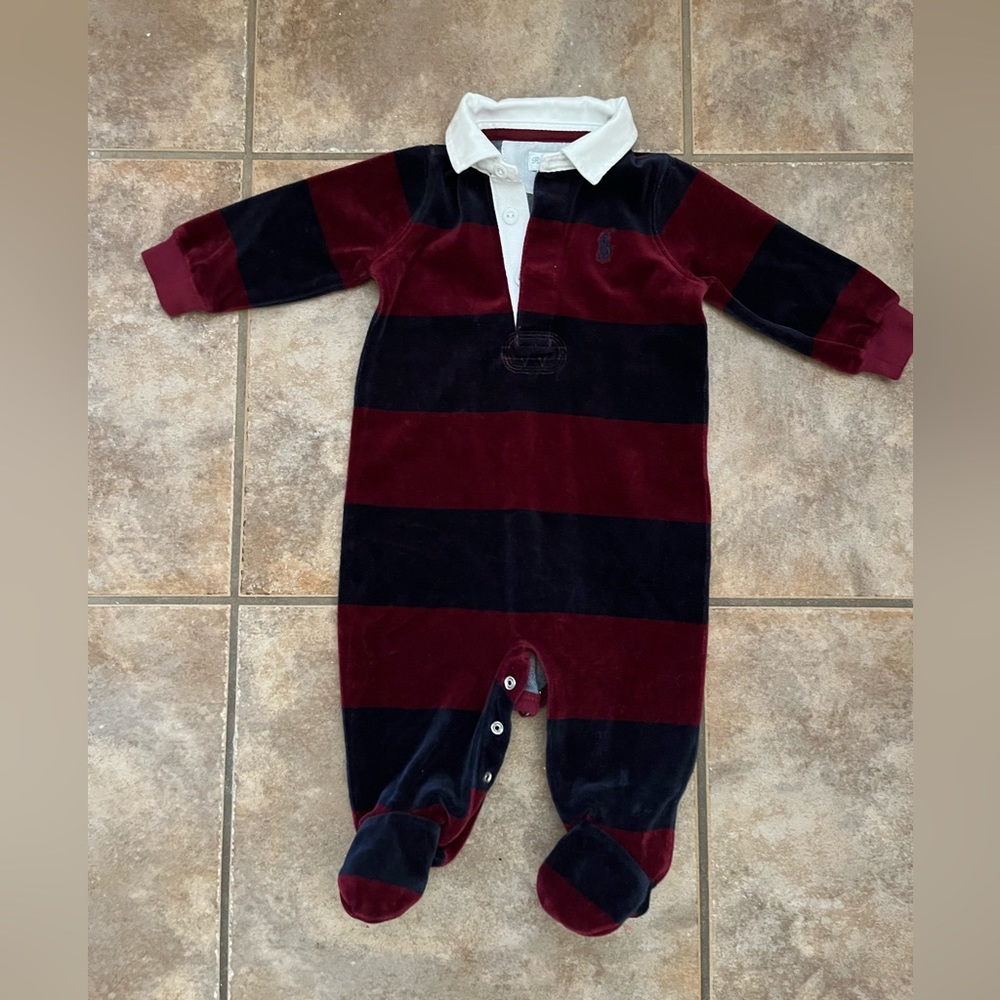 RALPH LAUREN baby boy cotton collared jumpsuit